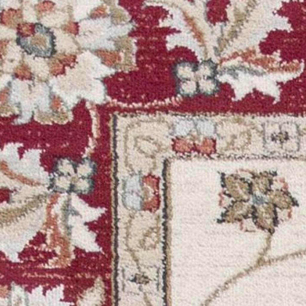 8' Ivory And Red Floral Medallion Round Rug-Area Rugs-DECOROLALA