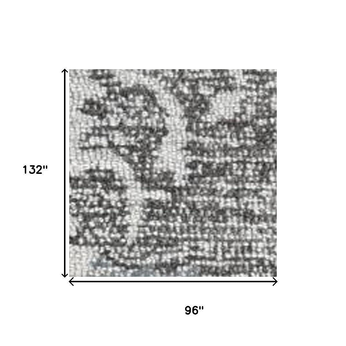 8' Ivory Gray And Green Wool Floral Hand Tufted Runner Rug-Area Rugs-DECOROLALA