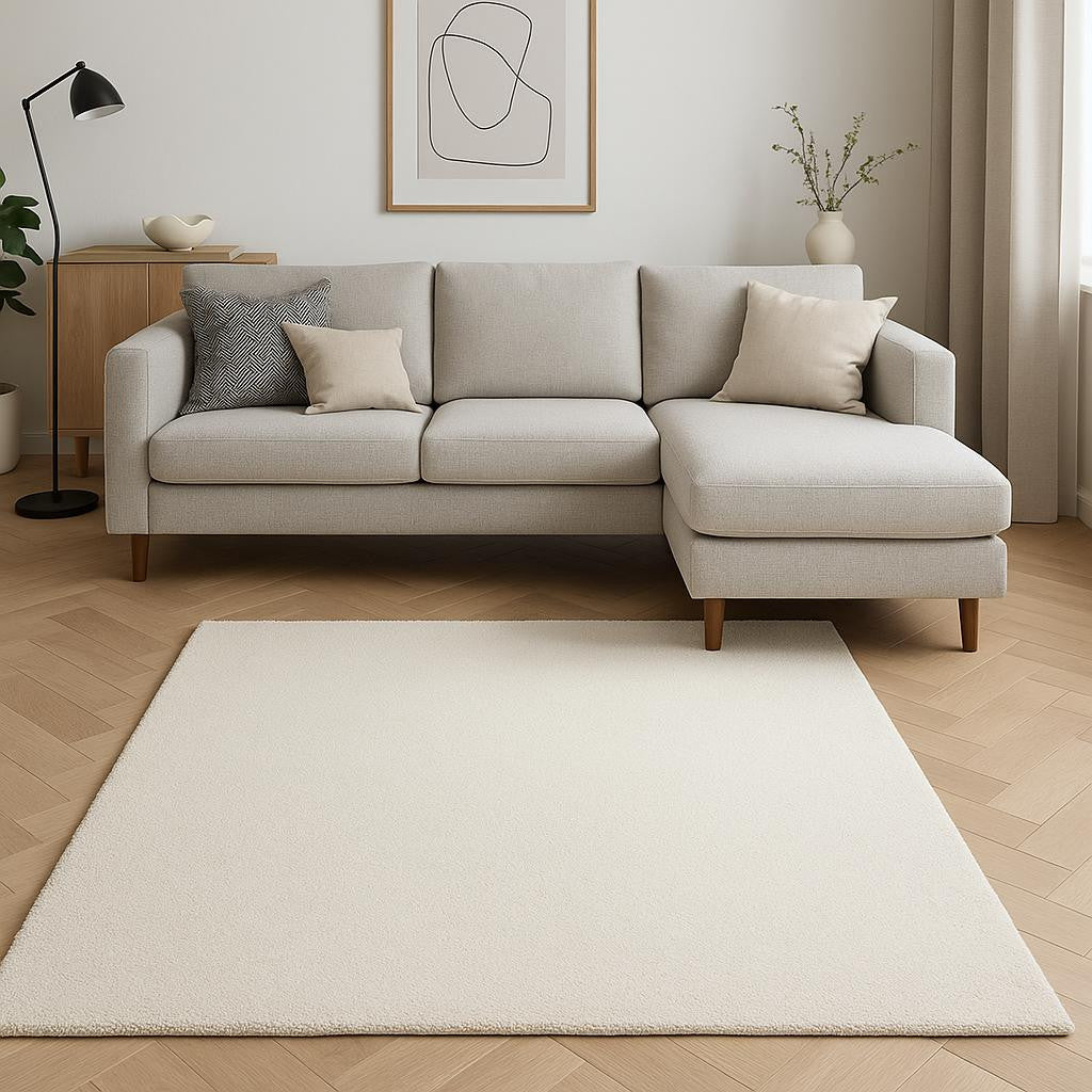 8' Ivory Hand Woven Round Rug-Area Rugs-DECOROLALA