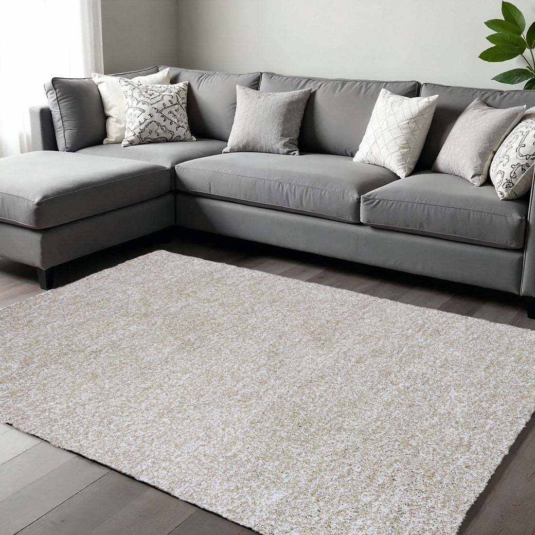 8' Ivory Hand Woven Round Rug-Area Rugs-DECOROLALA