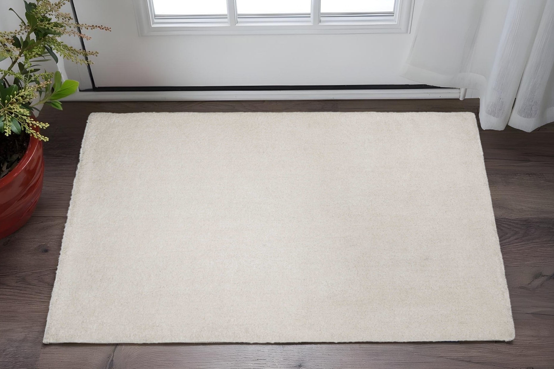 8' Ivory Hand Woven Round Rug-Area Rugs-DECOROLALA