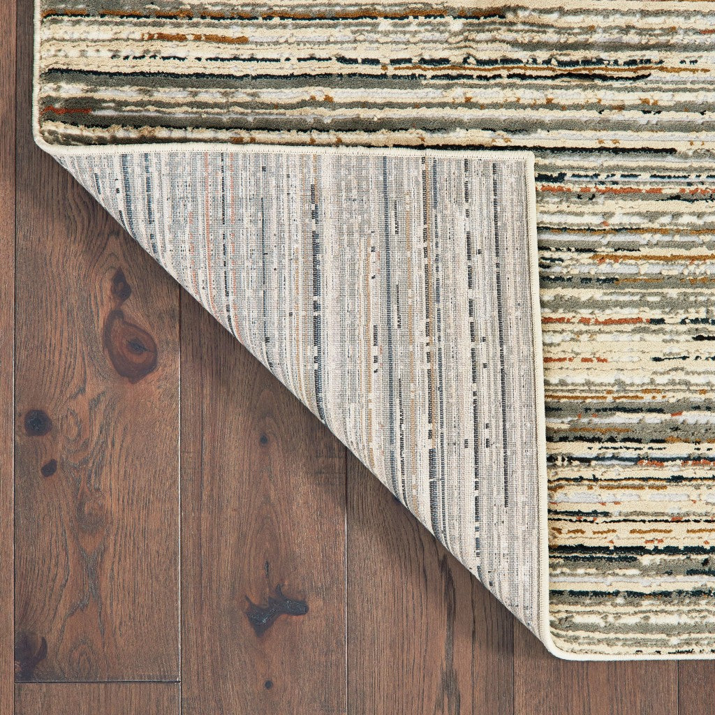 8' Ivory Sage Abtract Lines Indoor Runner Rug-Area Rugs-DECOROLALA