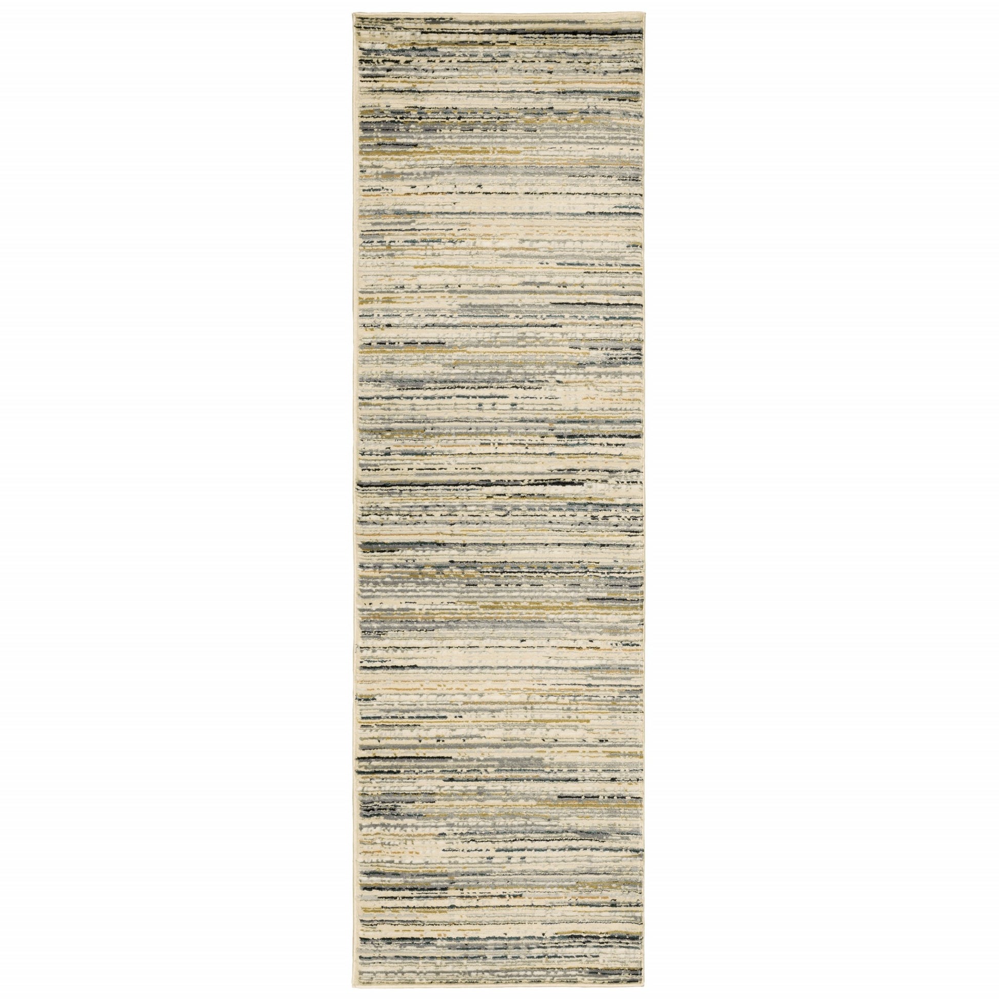 8' Ivory Sage Abtract Lines Indoor Runner Rug-Area Rugs-DECOROLALA