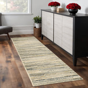 8' Ivory Sage Abtract Lines Indoor Runner Rug-Area Rugs-DECOROLALA