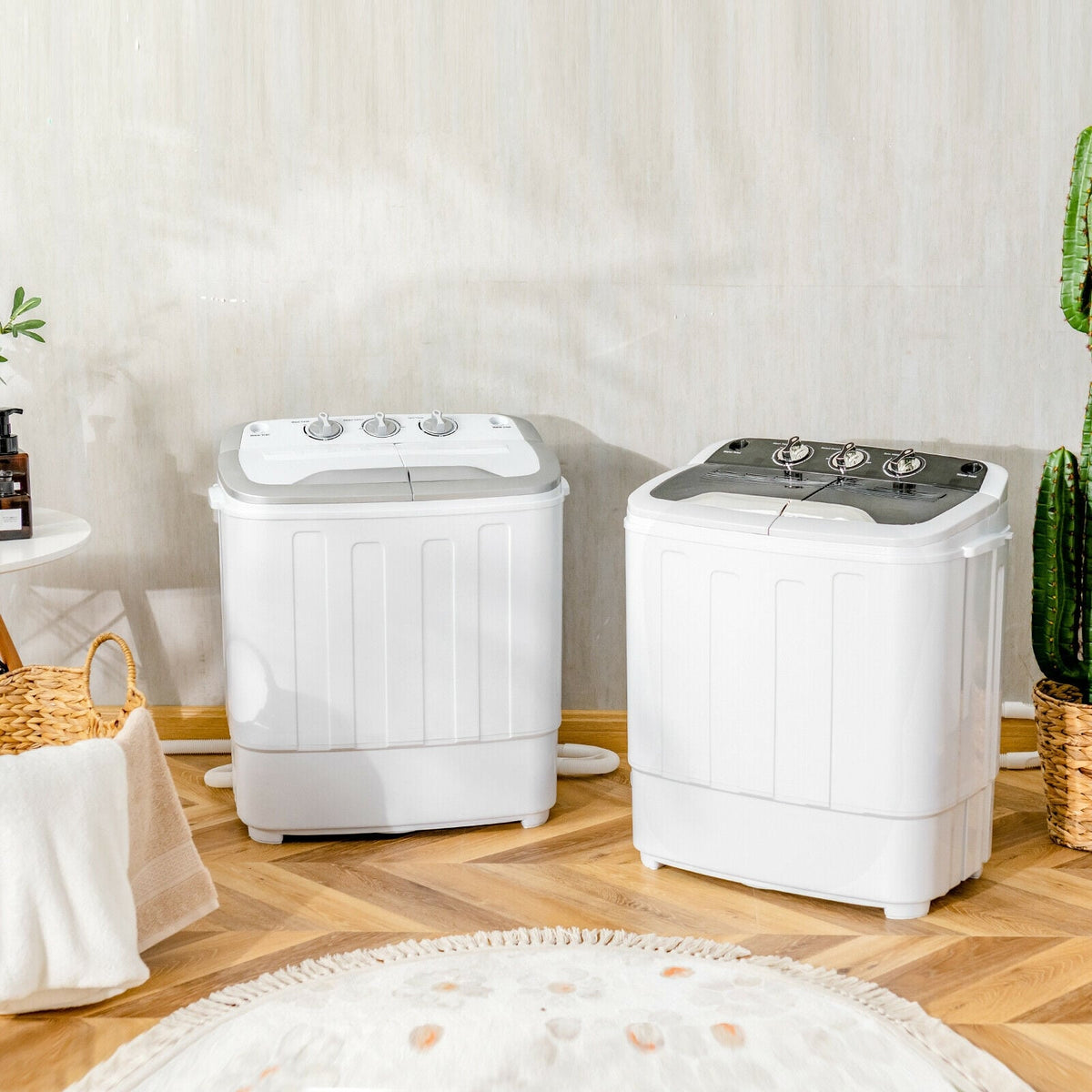 8 Lbs Compact Mini Twin Tub Washing Spiner Machine for Home and Apartment-Washing Machines-DECOROLALA