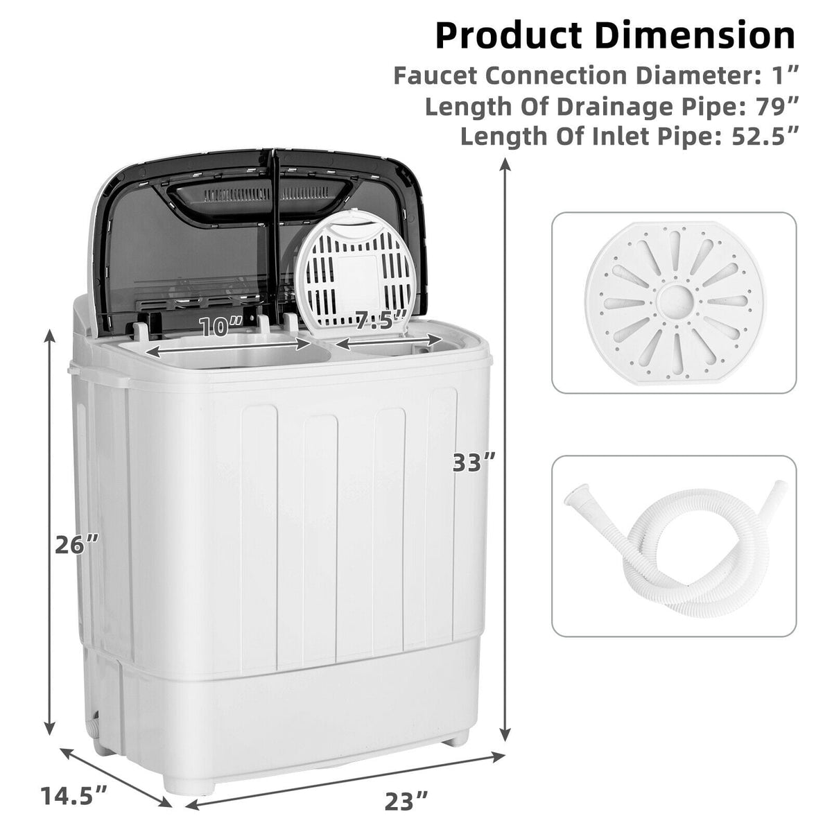 8 Lbs Compact Mini Twin Tub Washing Spiner Machine for Home and Apartment-Washing Machines-DECOROLALA