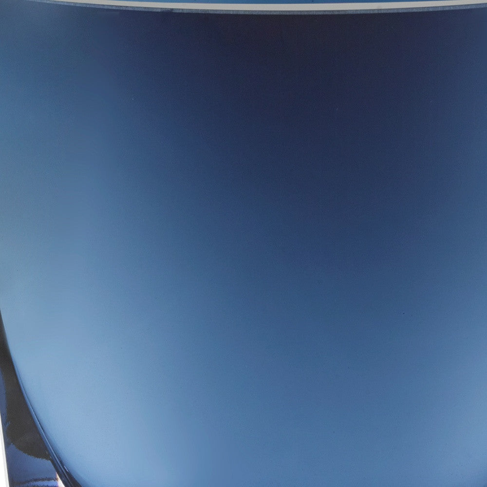 8" Midnight Blue And Clear Oval Crystal Glass Table Vase-Vases-DECOROLALA