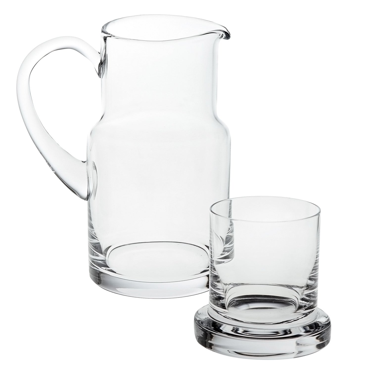 8 Mouth Blown Glass 2 Pc Bedside Or Desktop Carafe Set 24 Oz-Barware and Drinkware-DECOROLALA