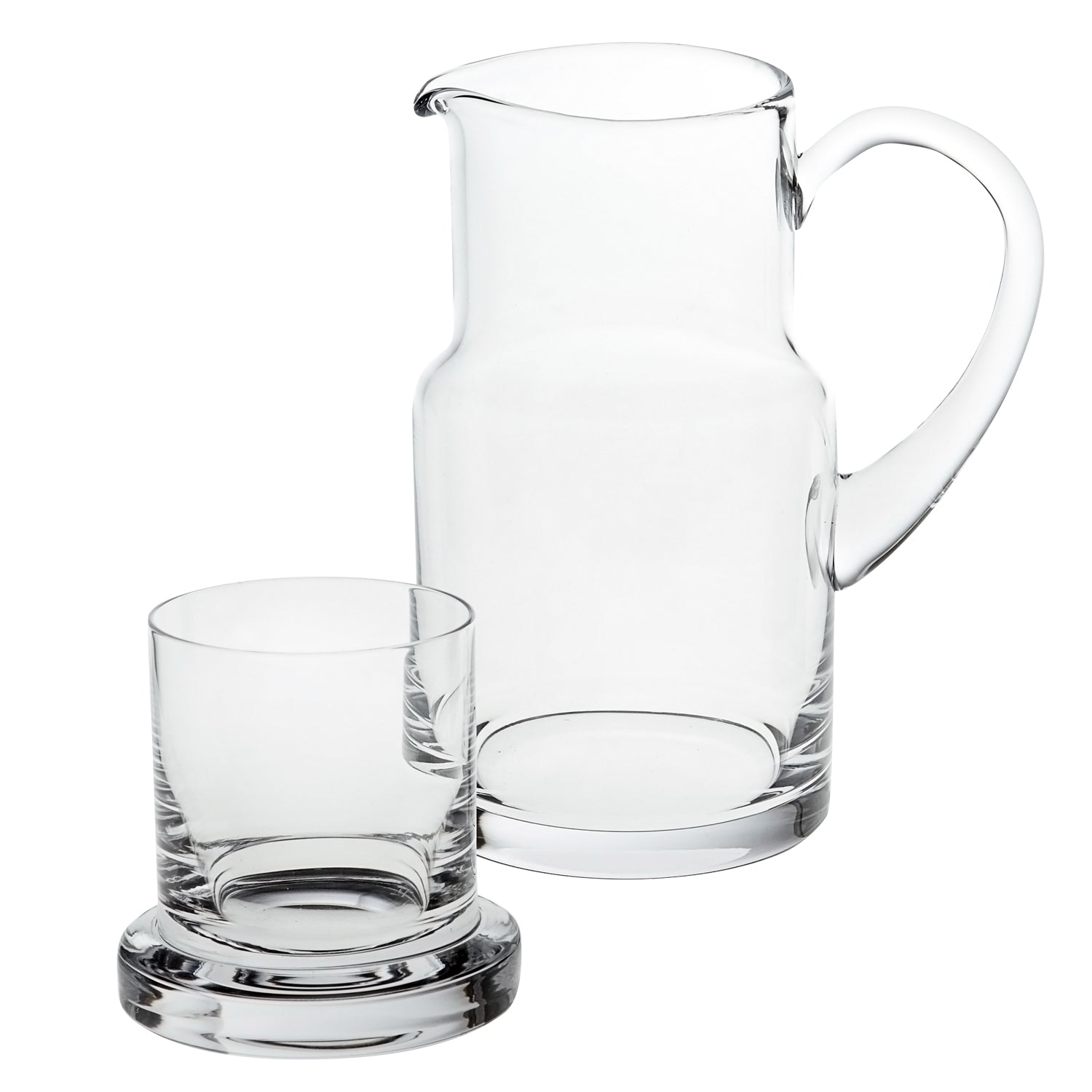 8 Mouth Blown Glass 2 Pc Bedside Or Desktop Carafe Set 24 Oz-Barware and Drinkware-DECOROLALA