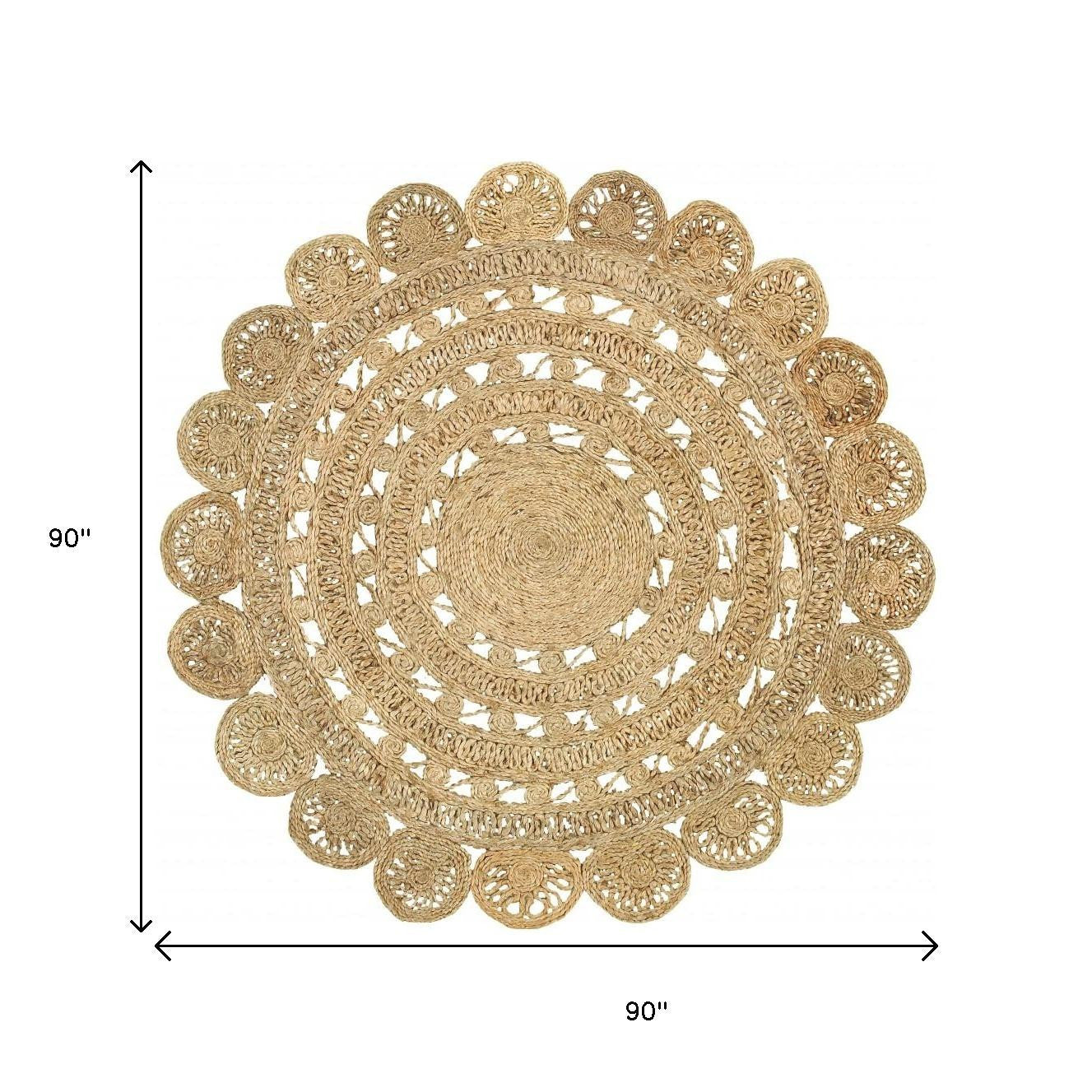 8' Natural Jute Hand Braided Round Rug-Area Rugs-DECOROLALA