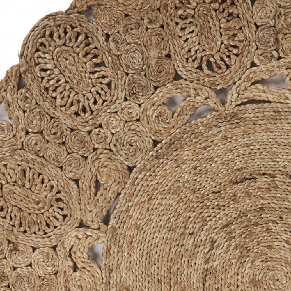 8' Natural Jute Hand Braided Round Rug-Area Rugs-DECOROLALA
