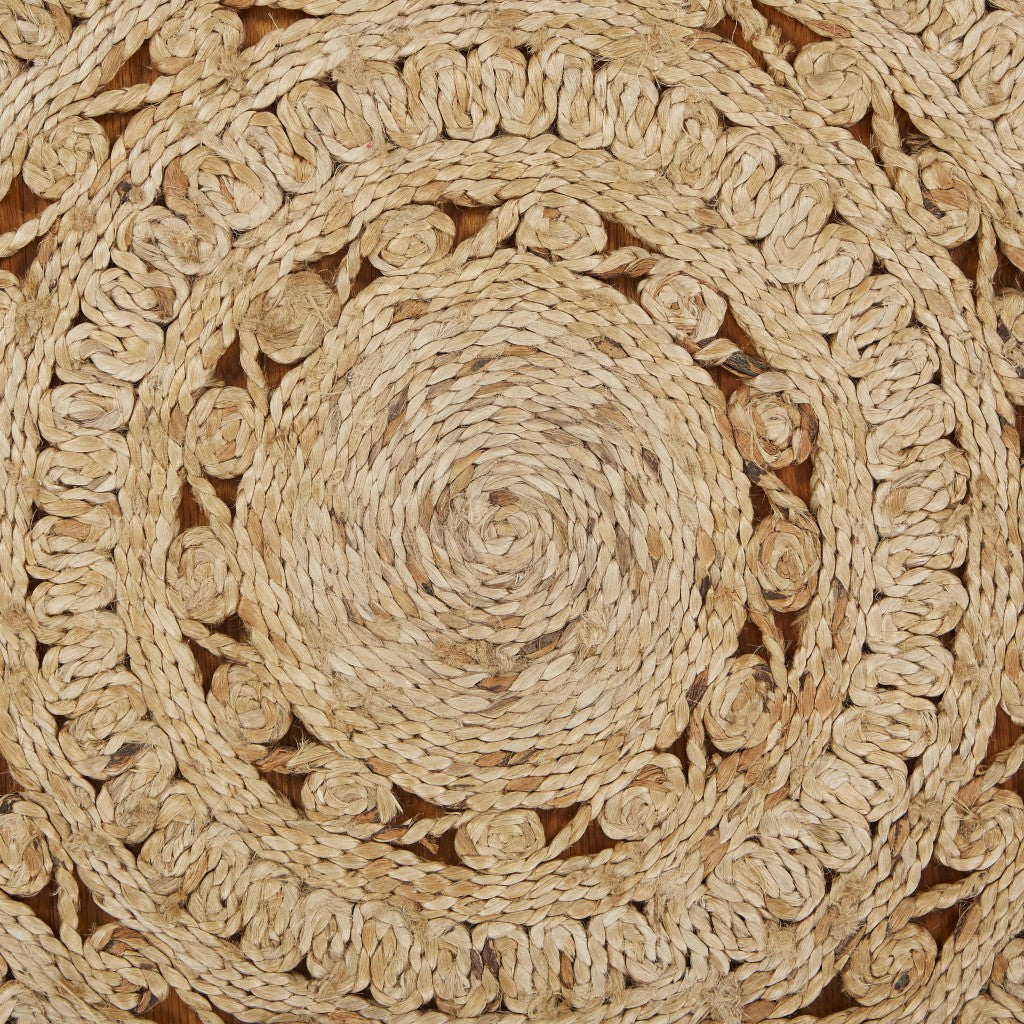 8' Natural Jute Hand Braided Round Rug-Area Rugs-DECOROLALA