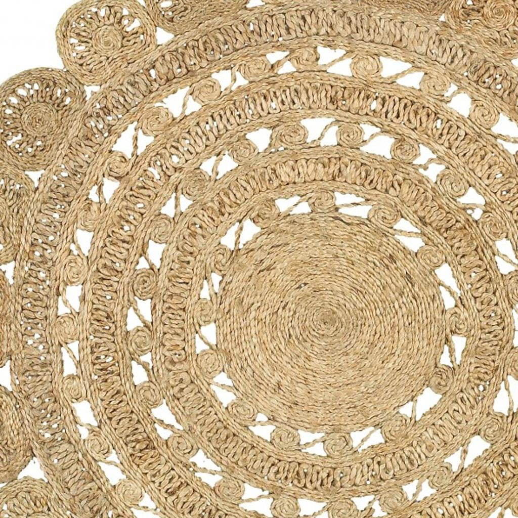 8' Natural Jute Hand Braided Round Rug-Area Rugs-DECOROLALA
