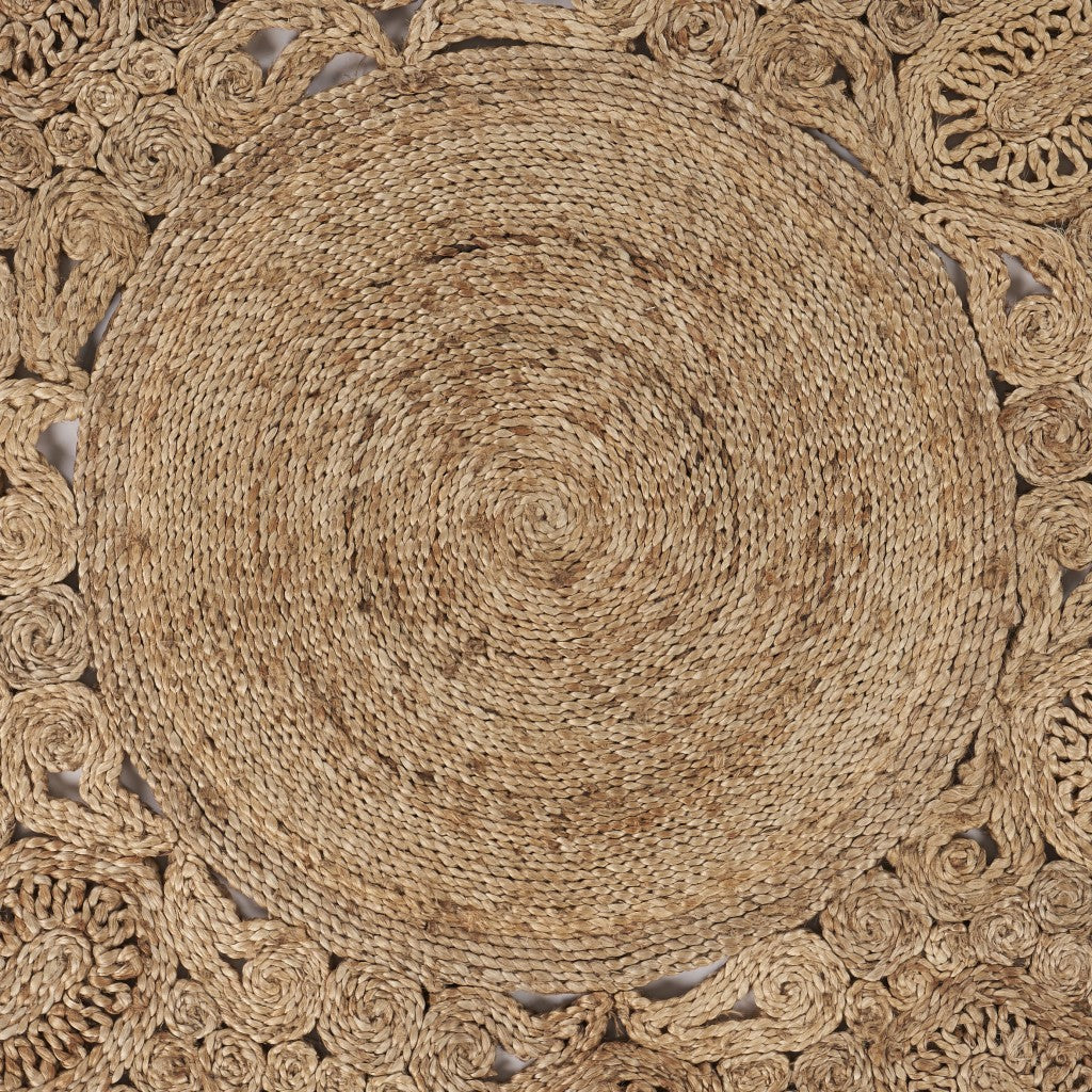 8' Natural Jute Hand Braided Round Rug-Area Rugs-DECOROLALA