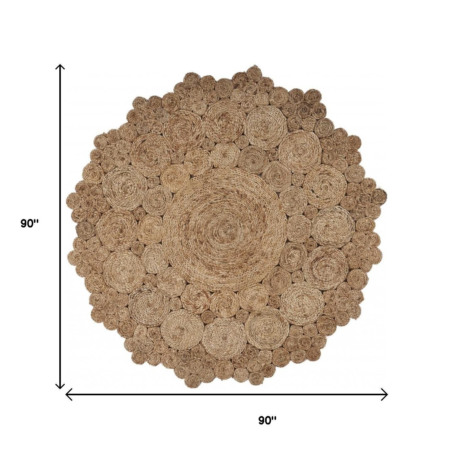 8' Natural Jute Hand Braided Round Rug-Area Rugs-DECOROLALA