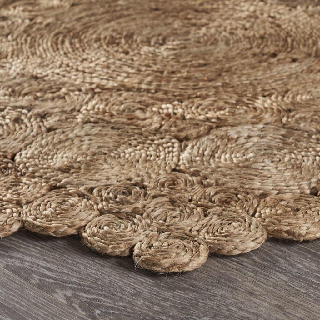 8' Natural Jute Hand Braided Round Rug-Area Rugs-DECOROLALA