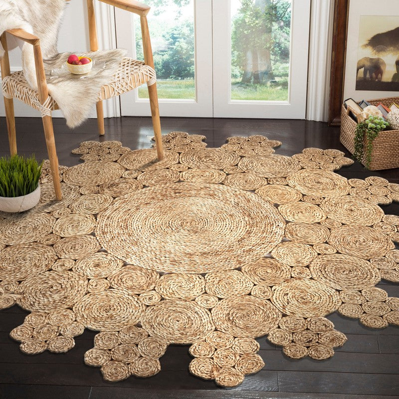 8' Natural Jute Hand Braided Round Rug-Area Rugs-DECOROLALA