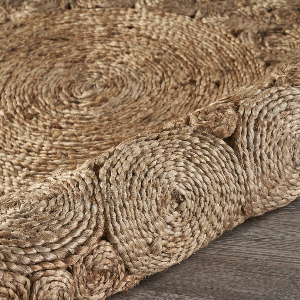8' Natural Jute Hand Braided Round Rug-Area Rugs-DECOROLALA