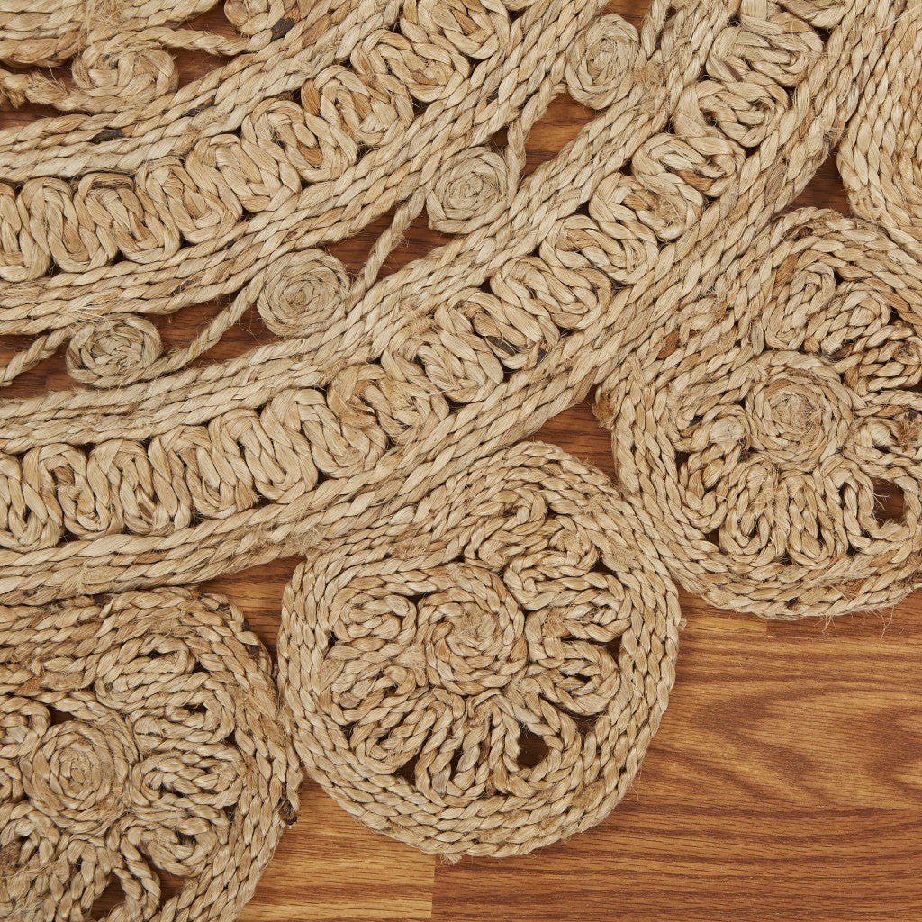 8' Natural Jute Hand Braided Round Rug-Area Rugs-DECOROLALA