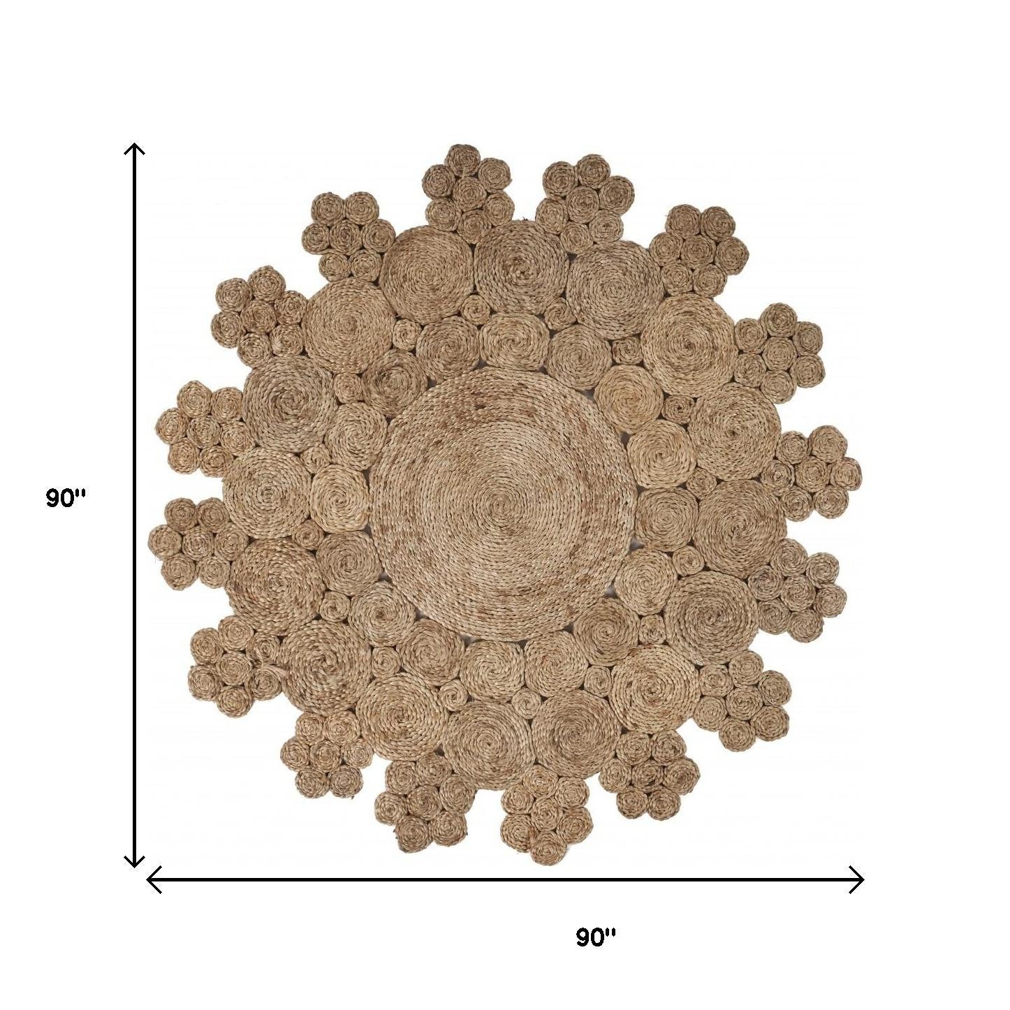 8' Natural Jute Hand Braided Round Rug-Area Rugs-DECOROLALA