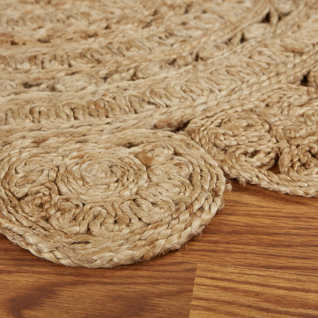 8' Natural Jute Hand Braided Round Rug-Area Rugs-DECOROLALA