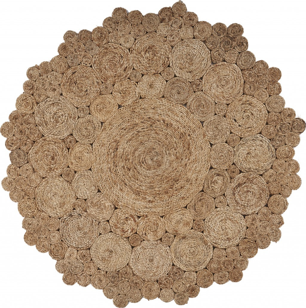 8' Natural Jute Hand Braided Round Rug-Area Rugs-DECOROLALA