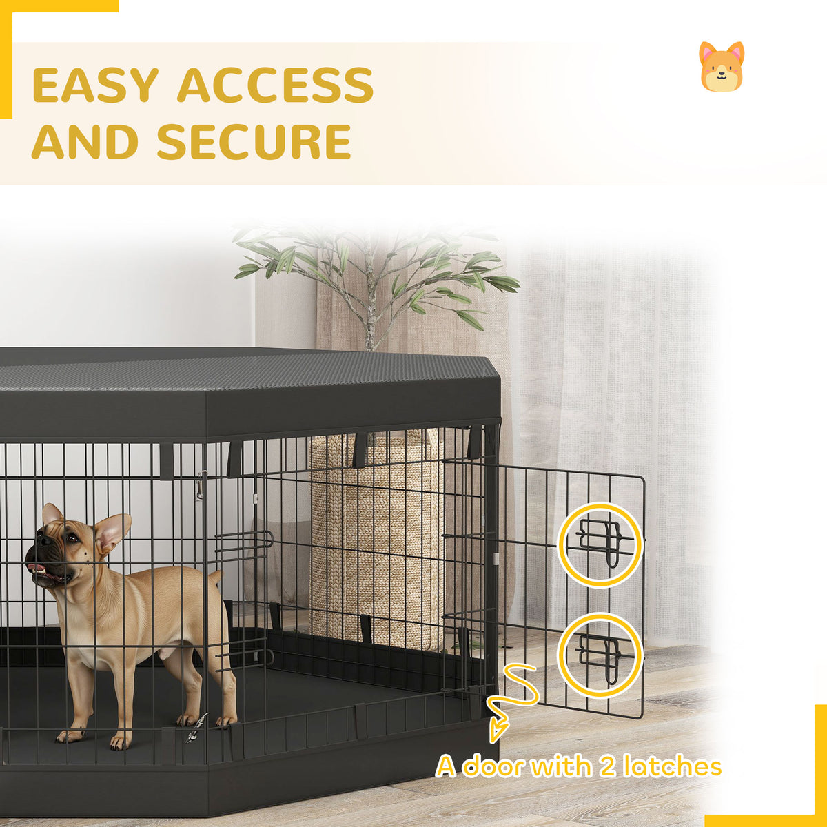 8-Panel Foldable Dog Playpen with Cover & Bottom Pad - 24" Black-Dogs-DECOROLALA