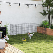 8-Panel Foldable Dog Playpen with Cover & Bottom Pad - 24" Black-Dogs-DECOROLALA
