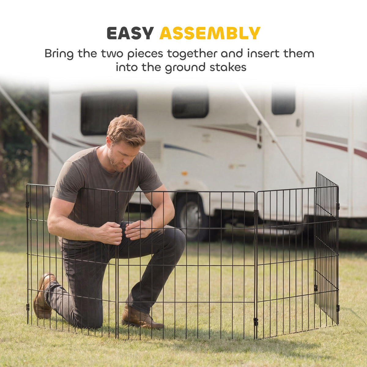 8-Panel Foldable Metal Dog Playpen - Black 20" x 24" Panels-Dogs-DECOROLALA
