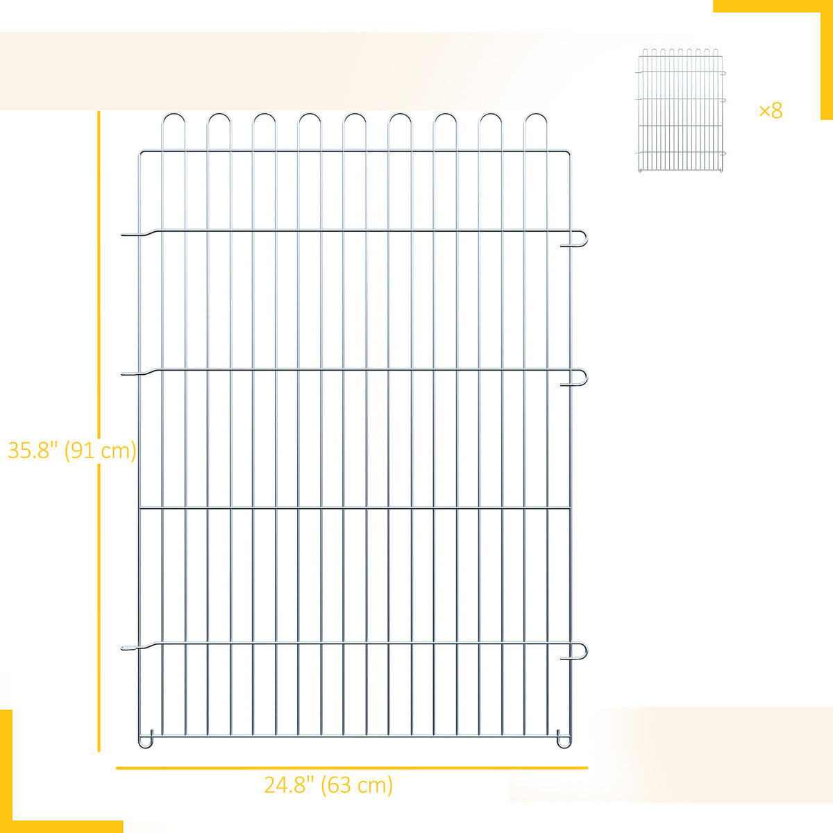 8-Panel Foldable Metal Pet Playpen - 36" Black Dog Exercise Pen-Dogs-DECOROLALA