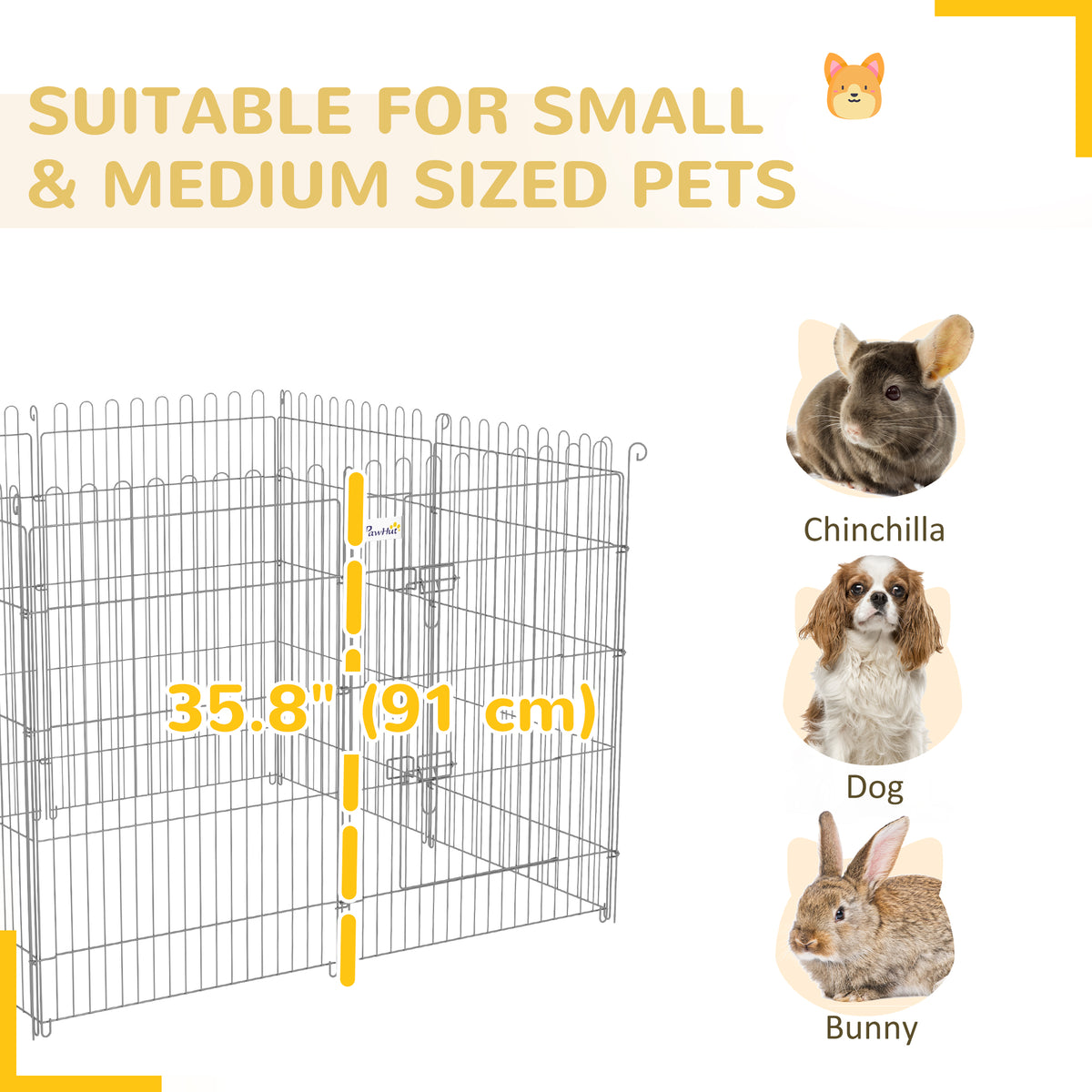 8-Panel Foldable Metal Pet Playpen - 36" Black Dog Exercise Pen-Dogs-DECOROLALA