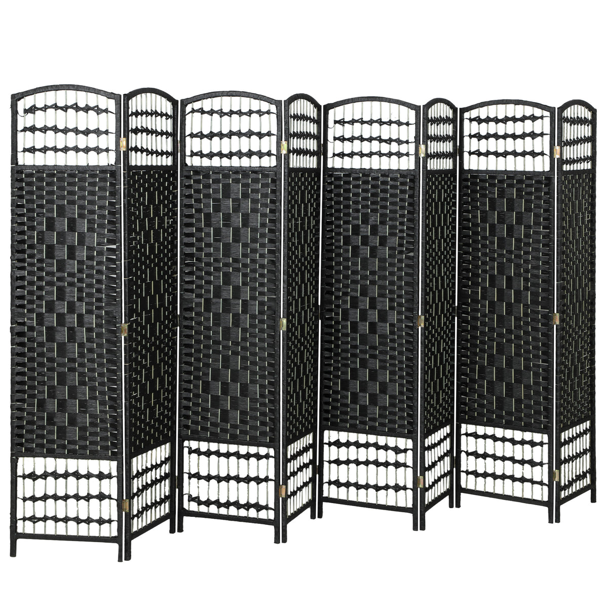 8 Panel Folding Room Divider - Black 67" Privacy Screen-Home Furnishings > Living Room Furniture > Room Dividers-DECOROLALA