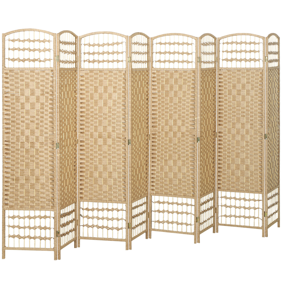 8-Panel Folding Room Divider - Natural 67" Privacy Screen-Home Furnishings > Living Room Furniture > Room Dividers-DECOROLALA