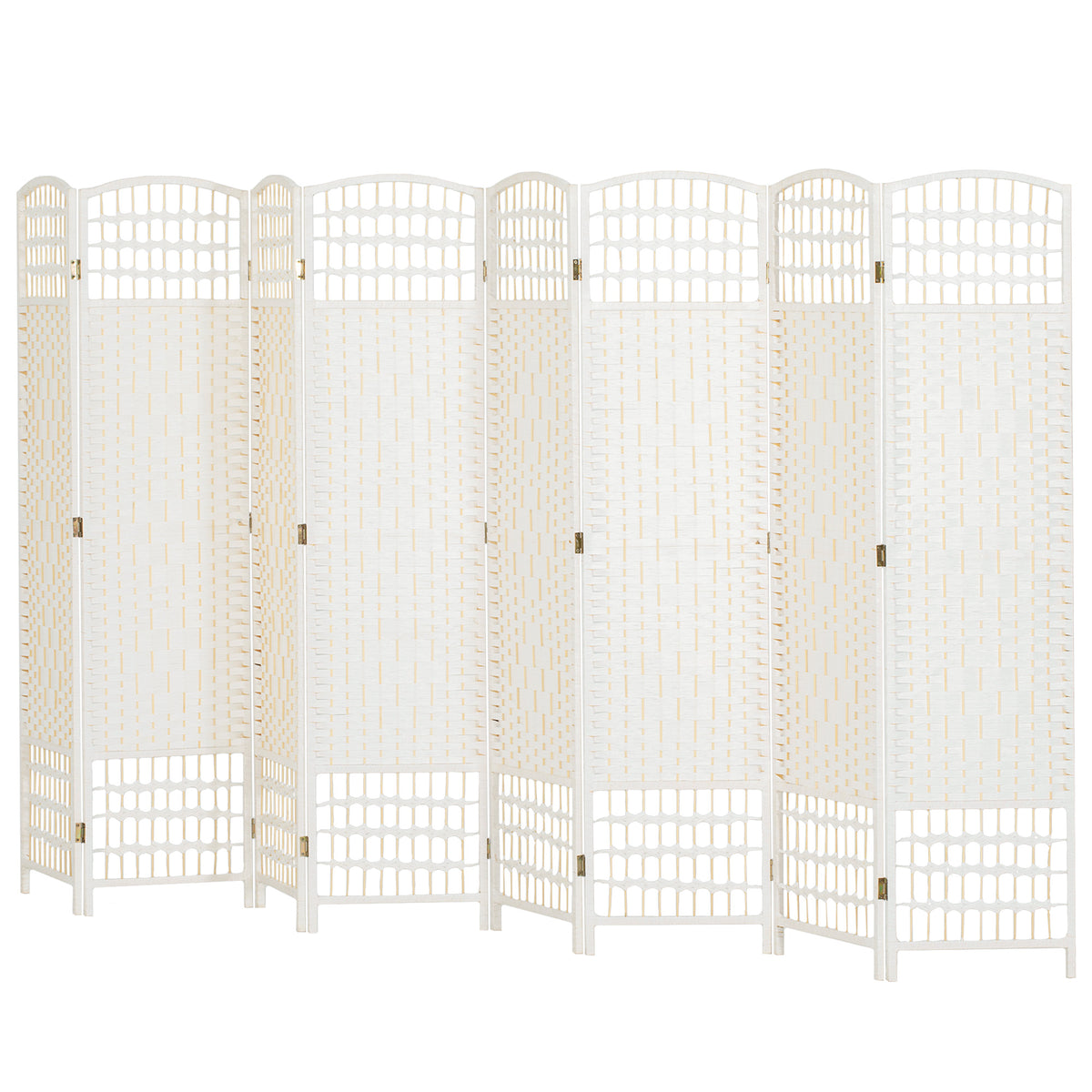 8-Panel Folding Room Divider - White 67" Privacy Screen-Home Furnishings > Living Room Furniture > Room Dividers-DECOROLALA