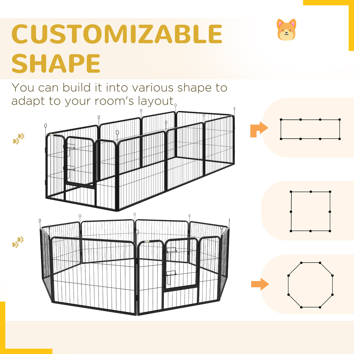 8-Panel Heavy Duty Dog Playpen - 23.5" Gray Steel Fence-Dogs-DECOROLALA