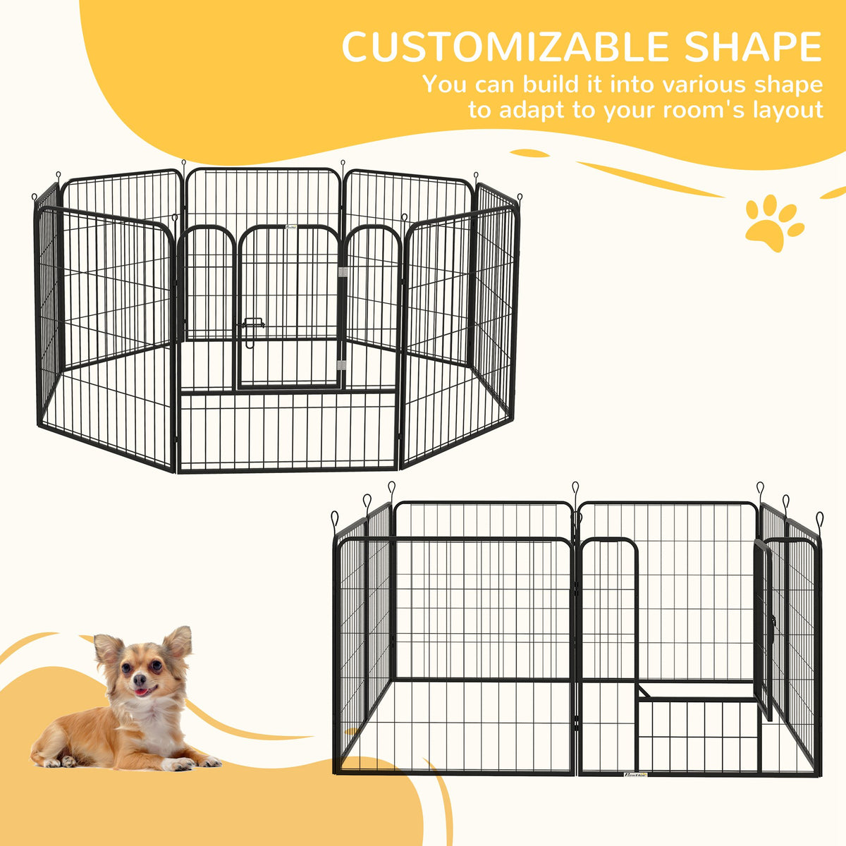 8-Panel Heavy-Duty Metal Pet Playpen - Black 31.5"H-Dogs-DECOROLALA