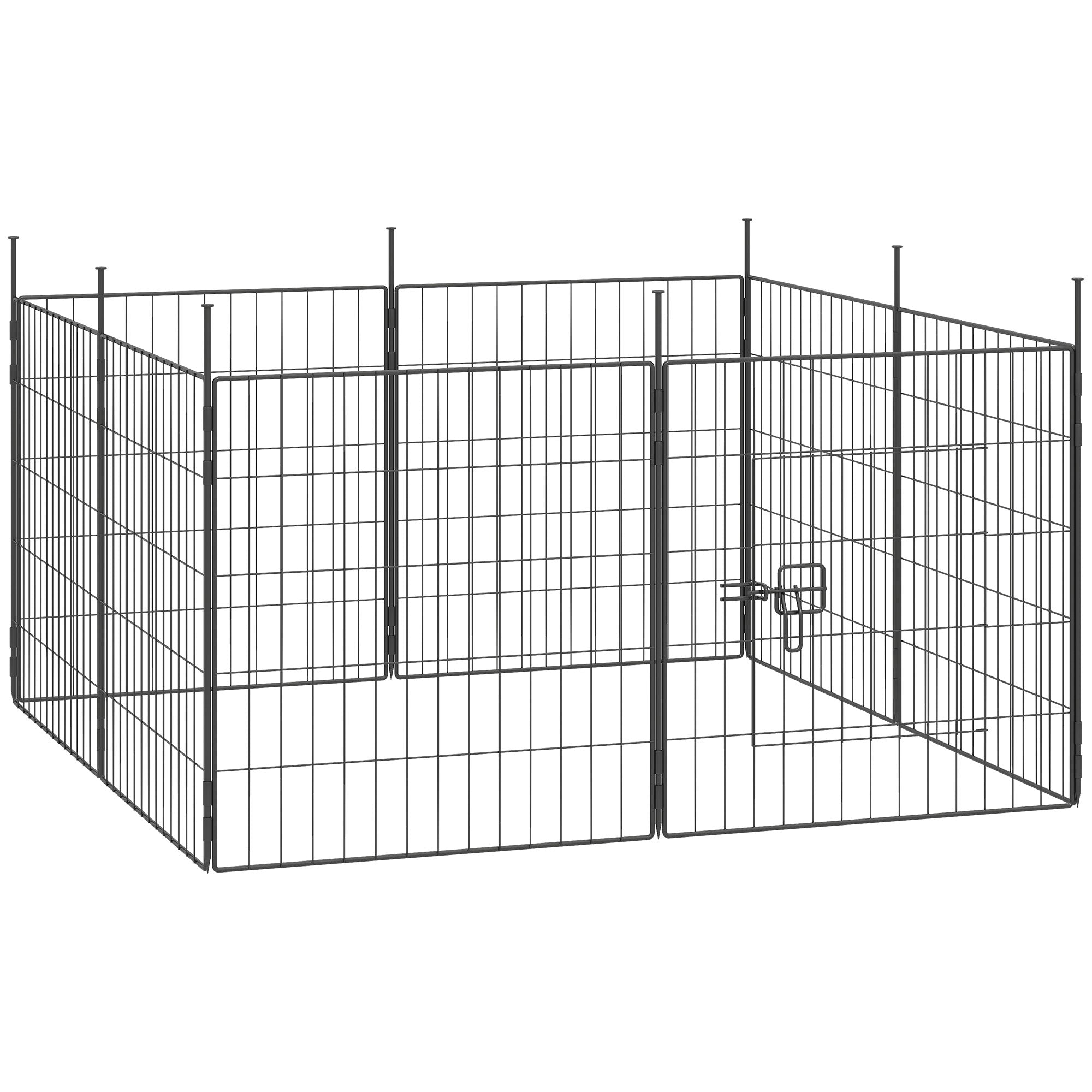 8-Panel Heavy Duty Steel Dog Playpen - 23.6" High Black-Dogs-DECOROLALA
