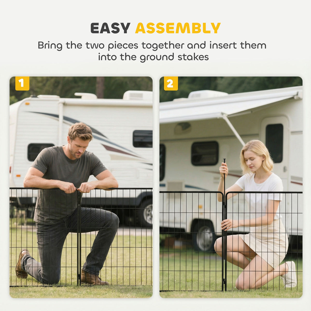 8-Panel Heavy Duty Steel Dog Playpen - 23.6" High Black-Dogs-DECOROLALA