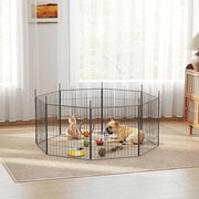8-Panel Heavy Duty Steel Dog Playpen - 23.6" High Black-Dogs-DECOROLALA