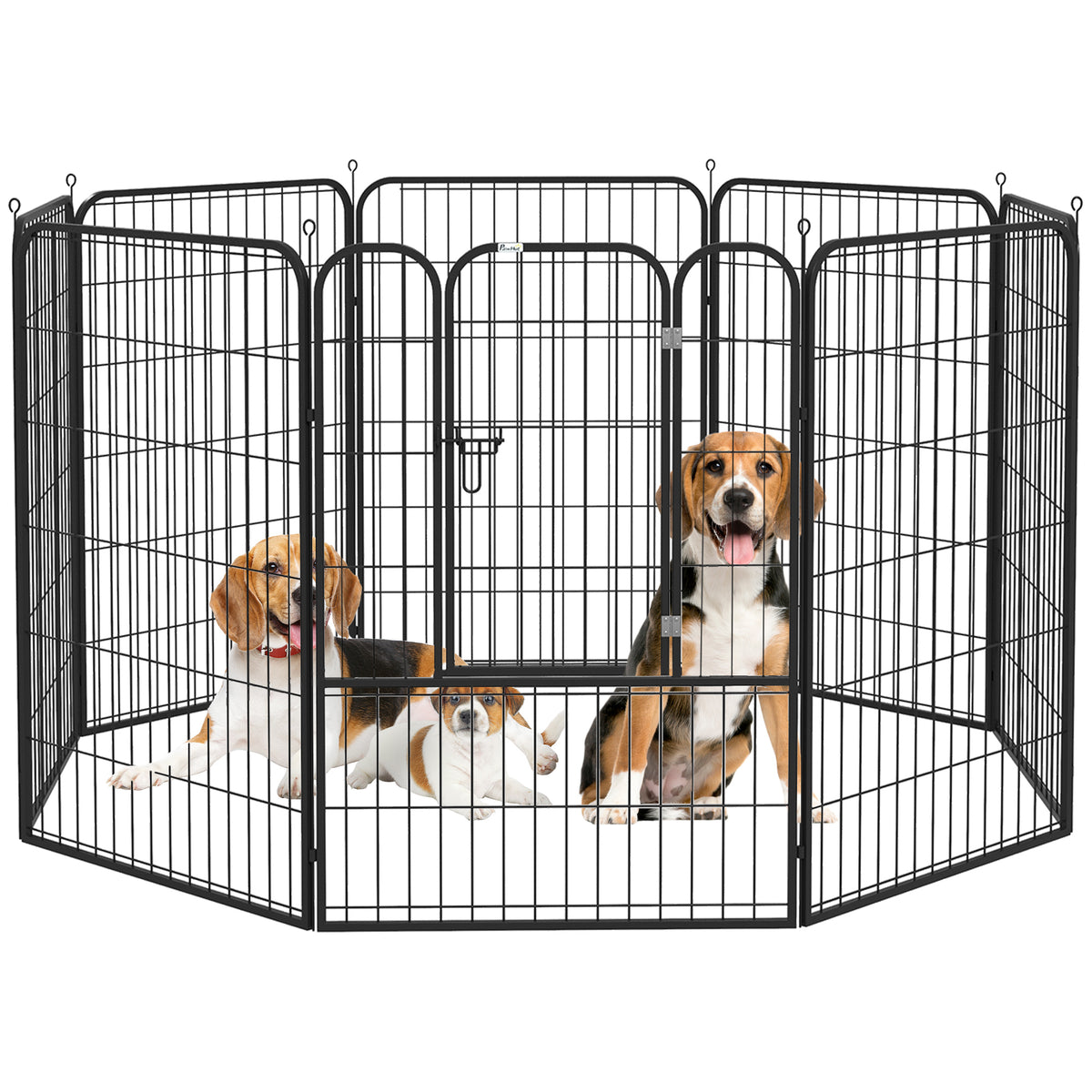 8-Panel Metal Pet Playpen - 39"H Foldable Dog Fence Grey-Dogs-DECOROLALA