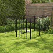 8-Panel Metal Pet Playpen - 39"H Foldable Dog Fence Grey-Dogs-DECOROLALA