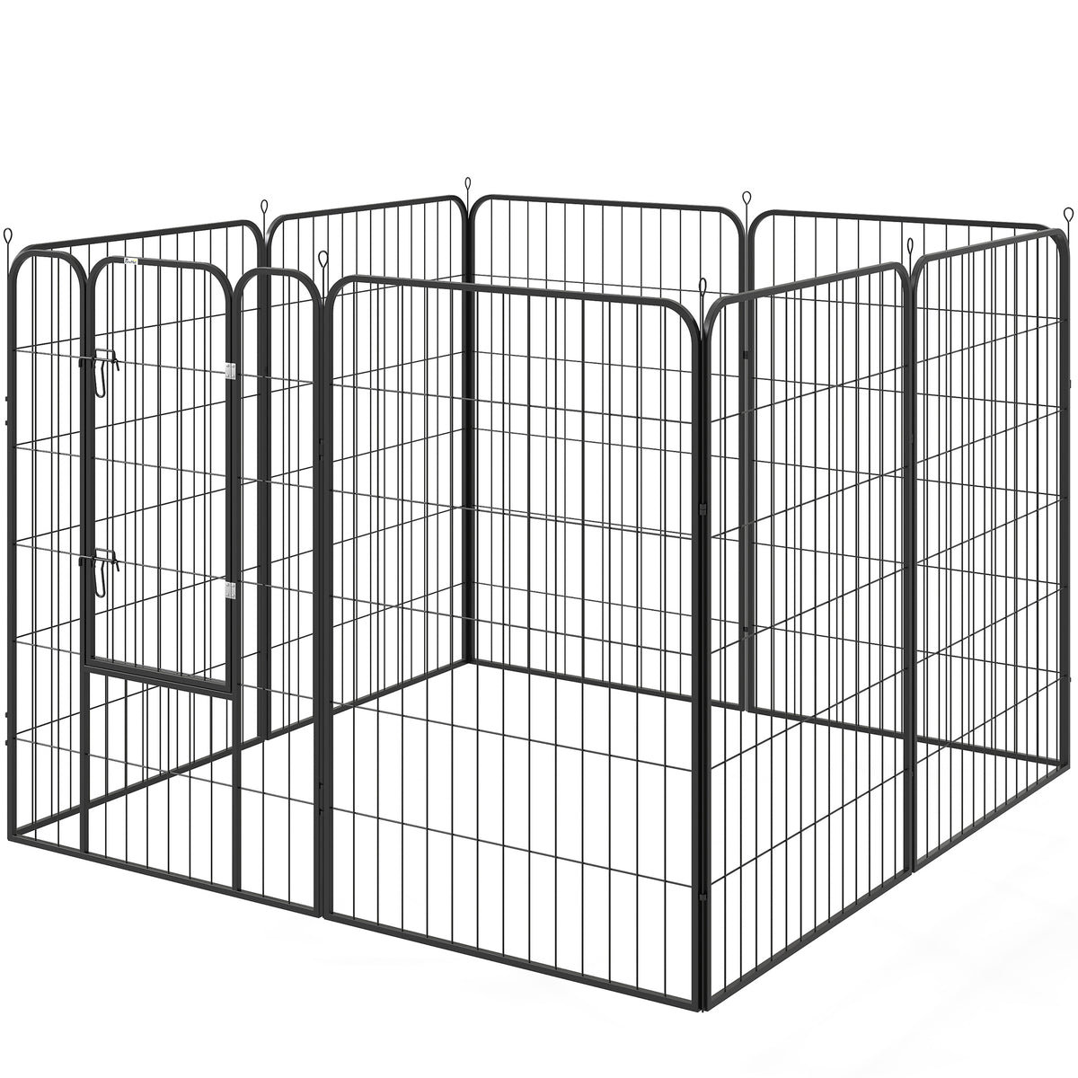 8-Panel Metal Pet Playpen - Black 47"H Foldable Dog Fence-Dogs-DECOROLALA