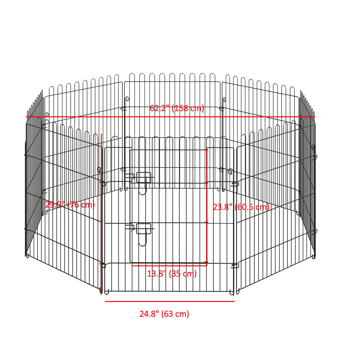 8-Panel Octagon Pet Playpen - 30" Foldable Metal Dog Crate Black-Dogs-DECOROLALA