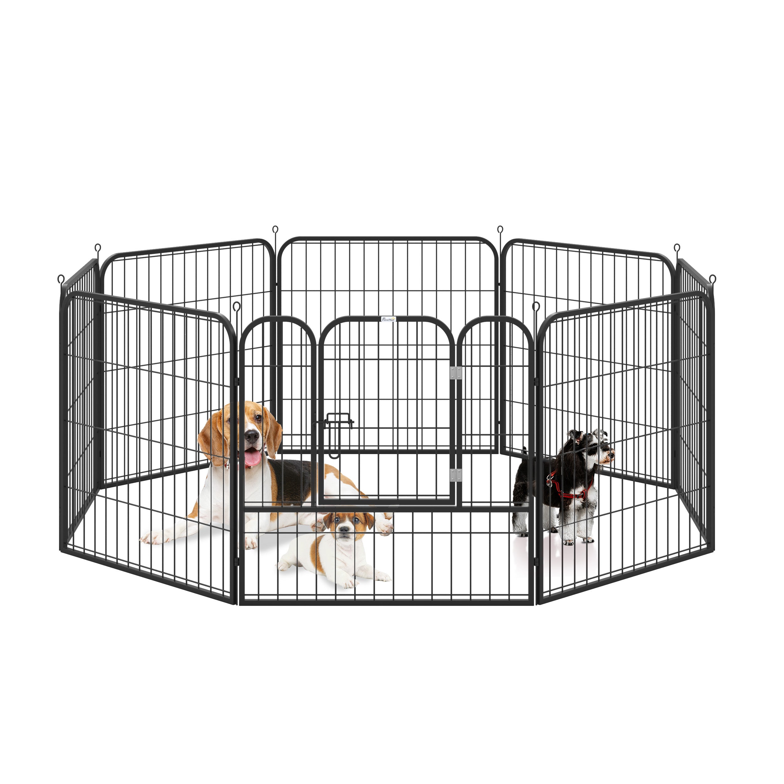 8 Panel Pet Playpen Play Yard Fence Home DIY Heavy-Duty Metal Foldable Indoor Outdoor 31.5"H-Dogs-DECOROLALA
