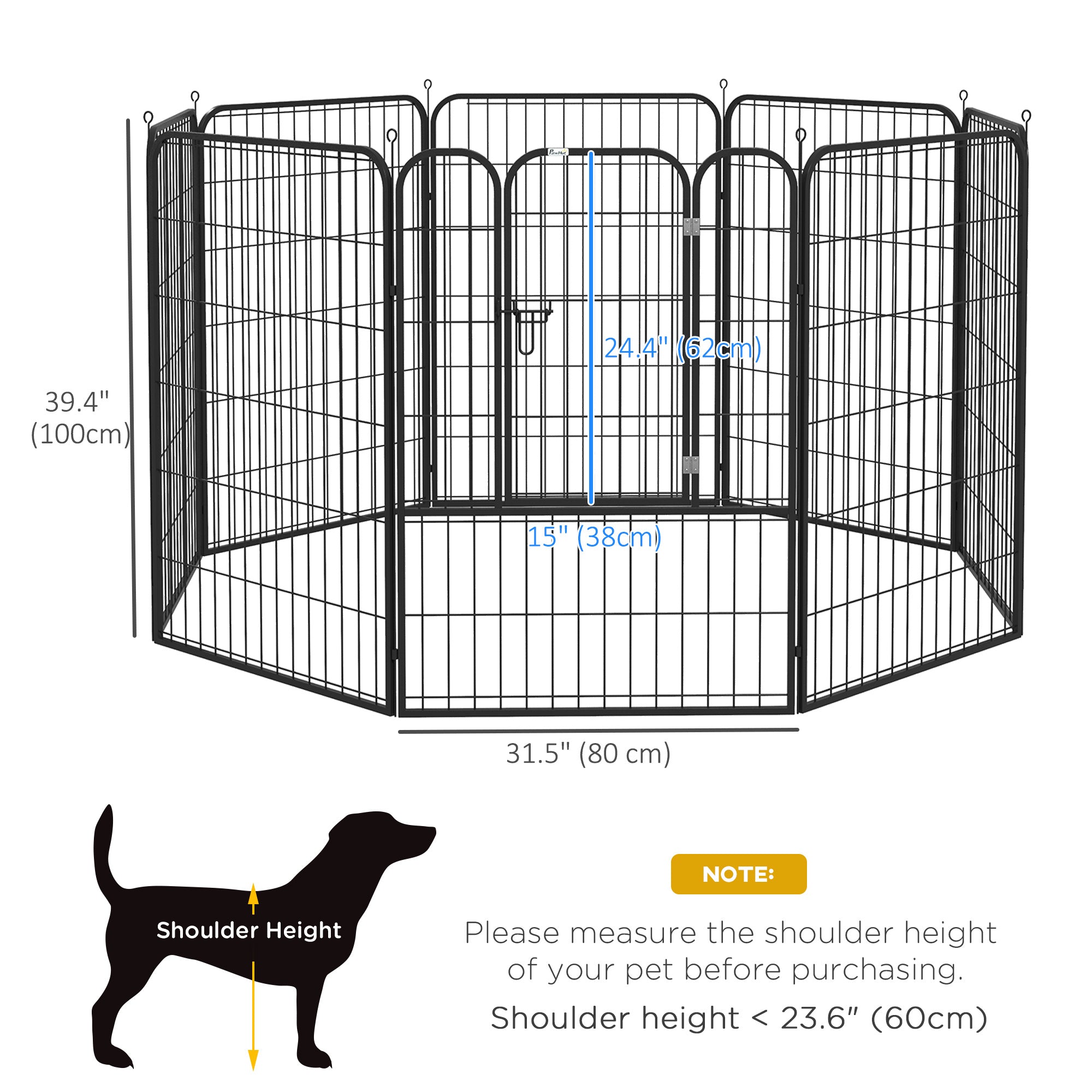 8 Panel Pet Playpen Play Yard Fence Home DIY Heavy-Duty Metal Foldable Indoor Outdoor 39"H-Dogs-DECOROLALA