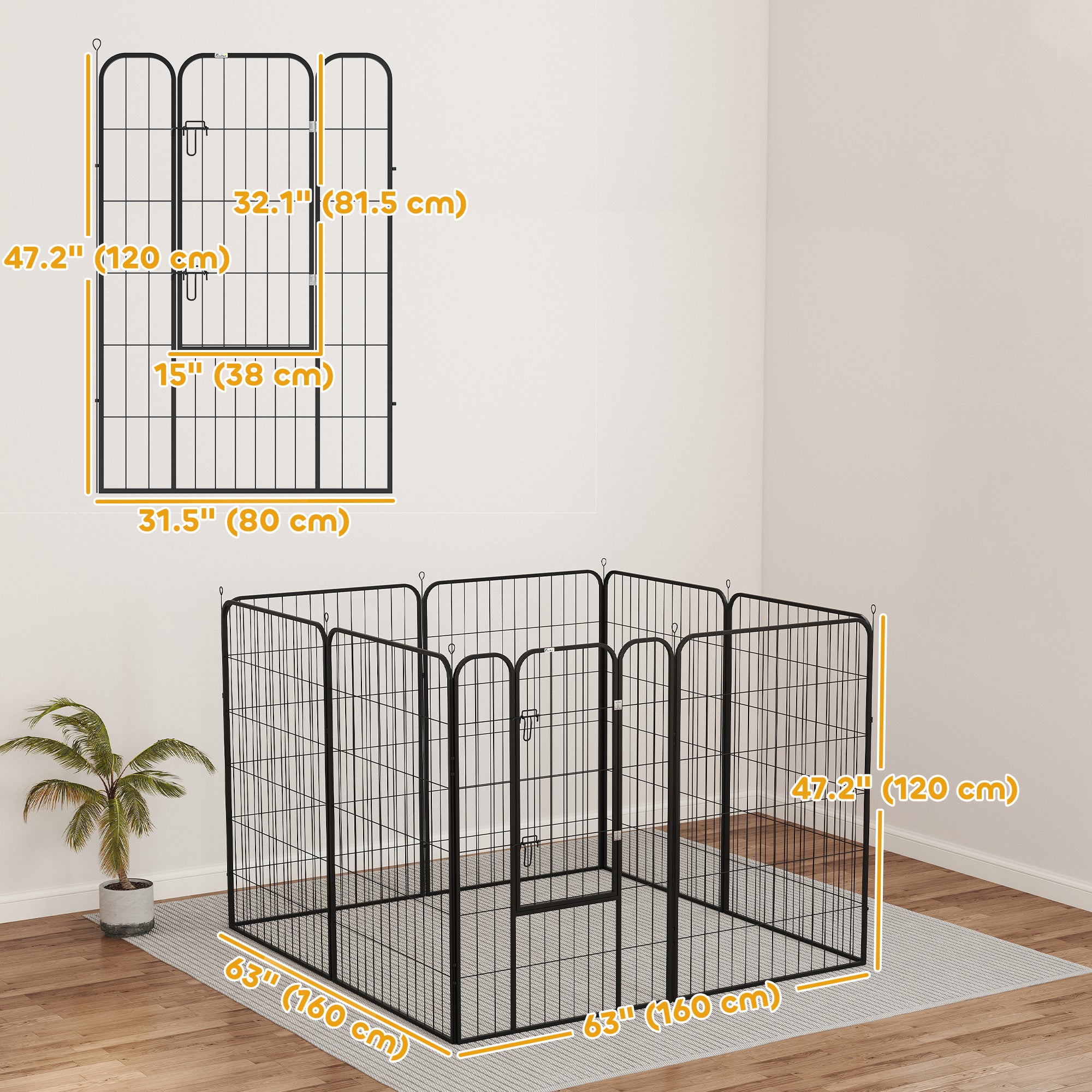 8 Panel Pet Playpen Play Yard Fence Home DIY Heavy-Duty Metal Foldable Indoor Outdoor 47"H-Dogs-DECOROLALA