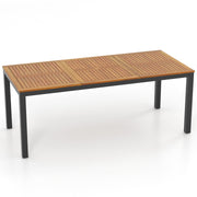 8-Person Outdoor Dining Table 79 Inch Acacia Wood Patio Table with Umbrella Hole-Patio Dining Tables-DECOROLALA