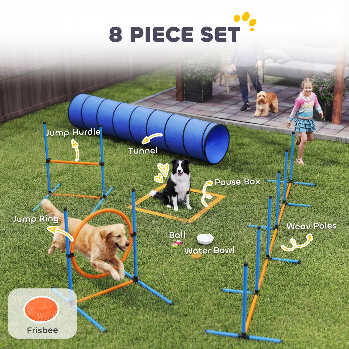 8-Piece Dog Agility Training Equipment Set with Carrying Bag-Dogs-DECOROLALA