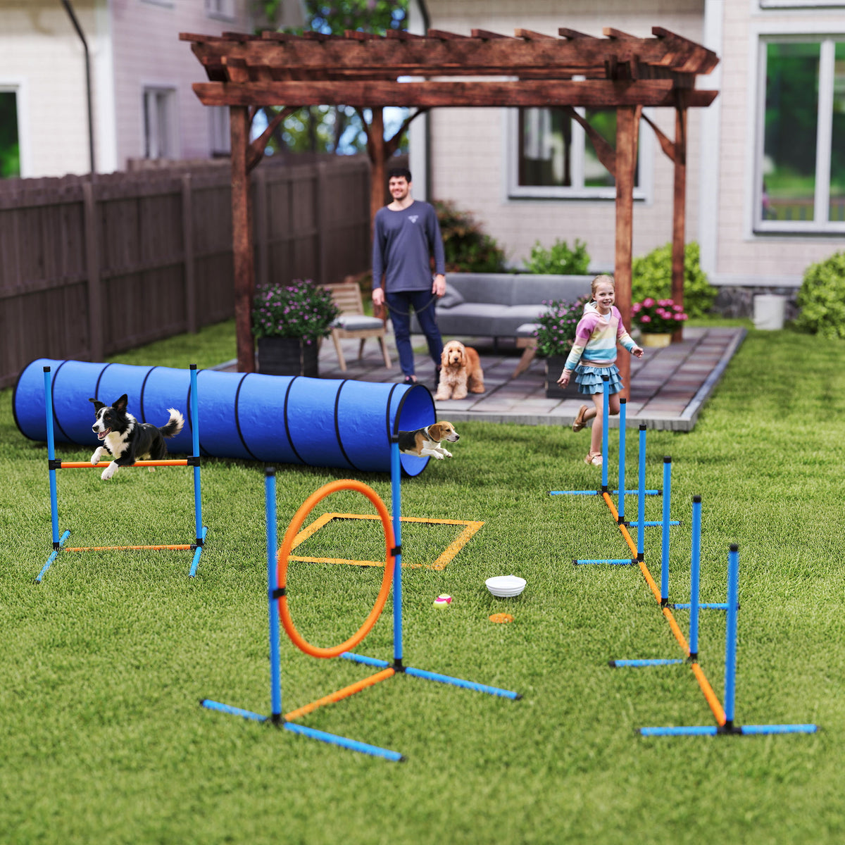 8-Piece Dog Agility Training Equipment Set with Carrying Bag-Dogs-DECOROLALA