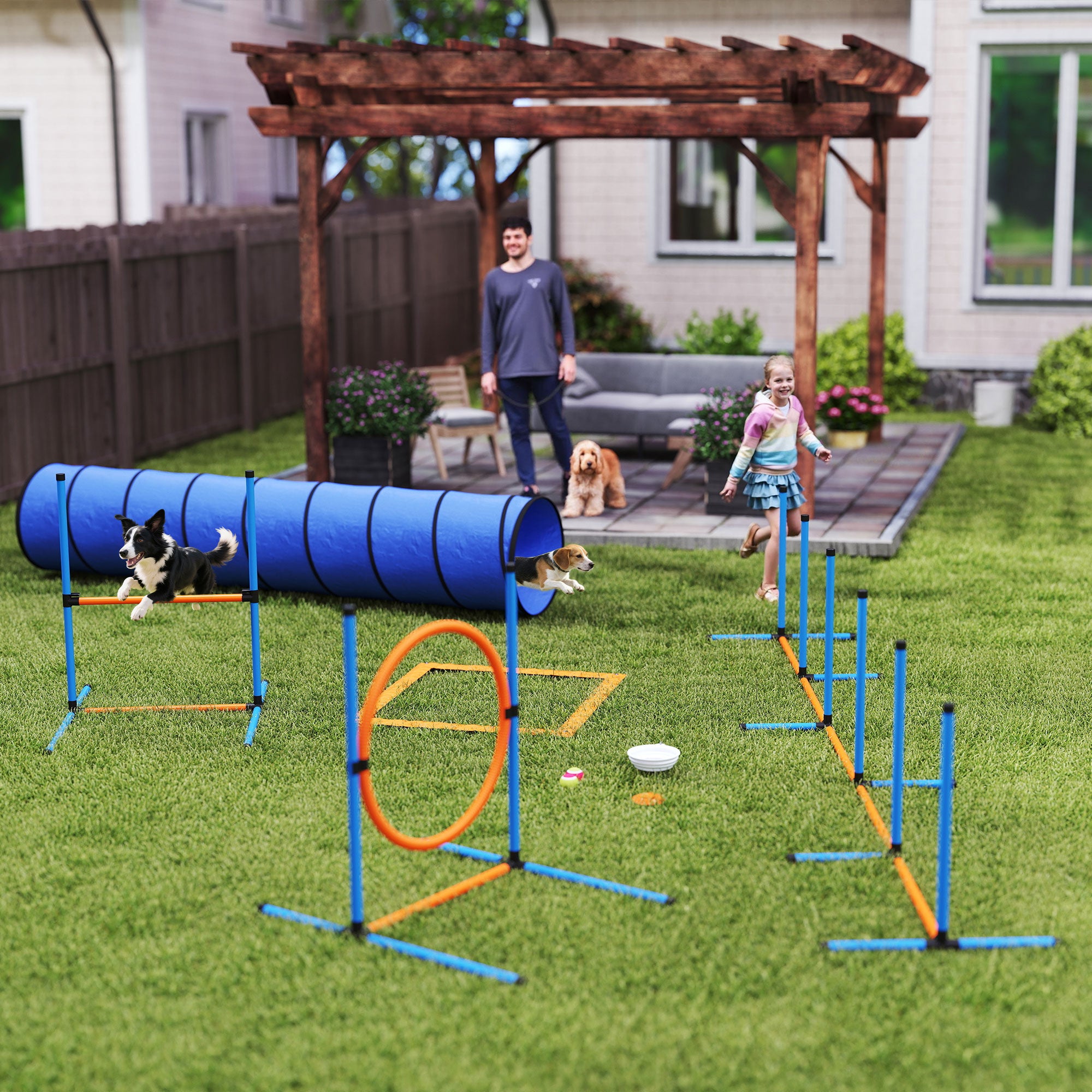 8-Piece Dog Agility Training Equipment Set with Carrying Bag-Dogs-DECOROLALA